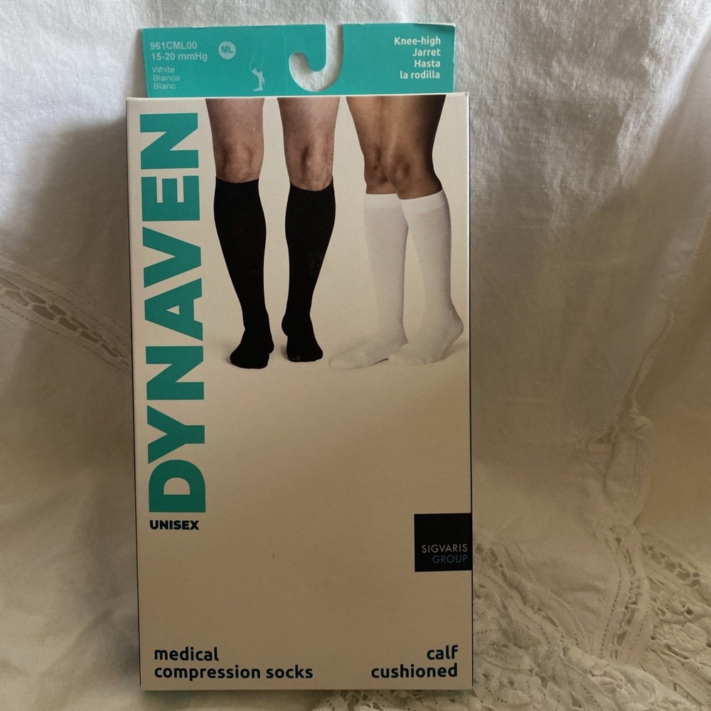 Sigvaris Dynaven 961 Cushioned Socks - 15-20 mmHg White LL